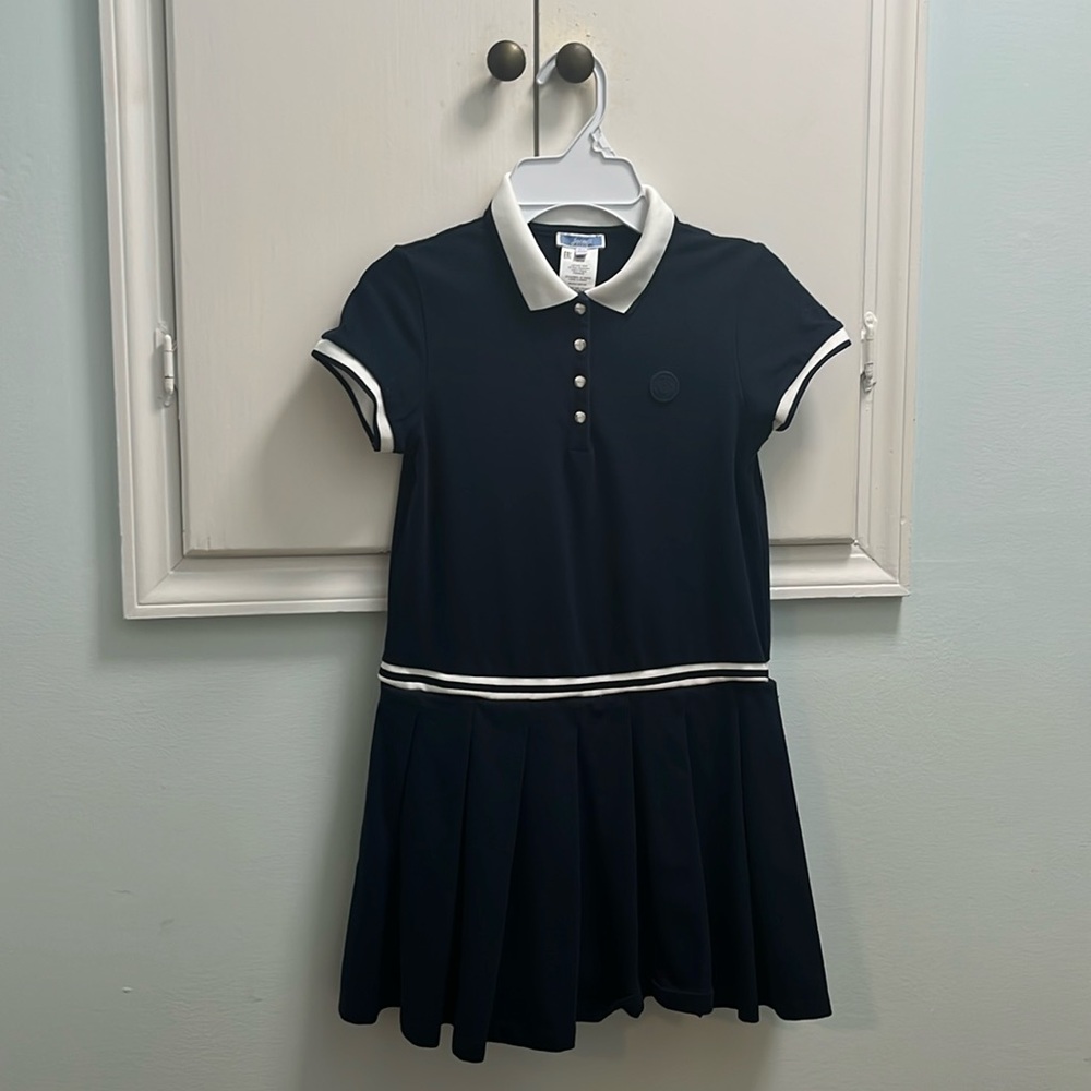 Jacadi navy blue and white trimming dress. Size 10a but more size 7/8.